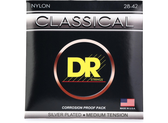 DR Strings CN-M Classical Nylon Silver-plated Strings 028-042 Medium Tension DR Strings CN-M Classical Nylon Silver-plated Strings 028-042 Medium Tension